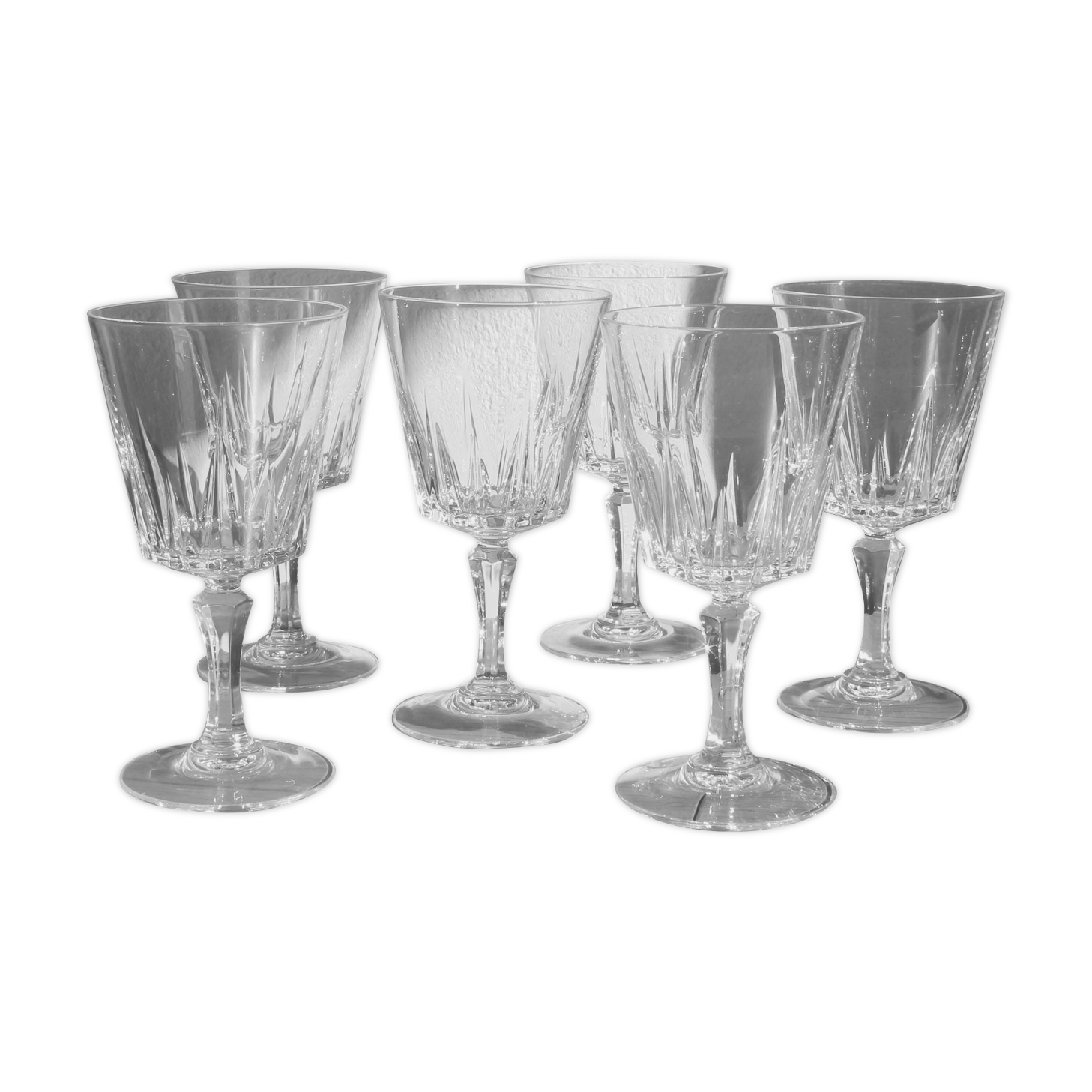 6 vintage wine glasses in Arques crystal model "Versailles"