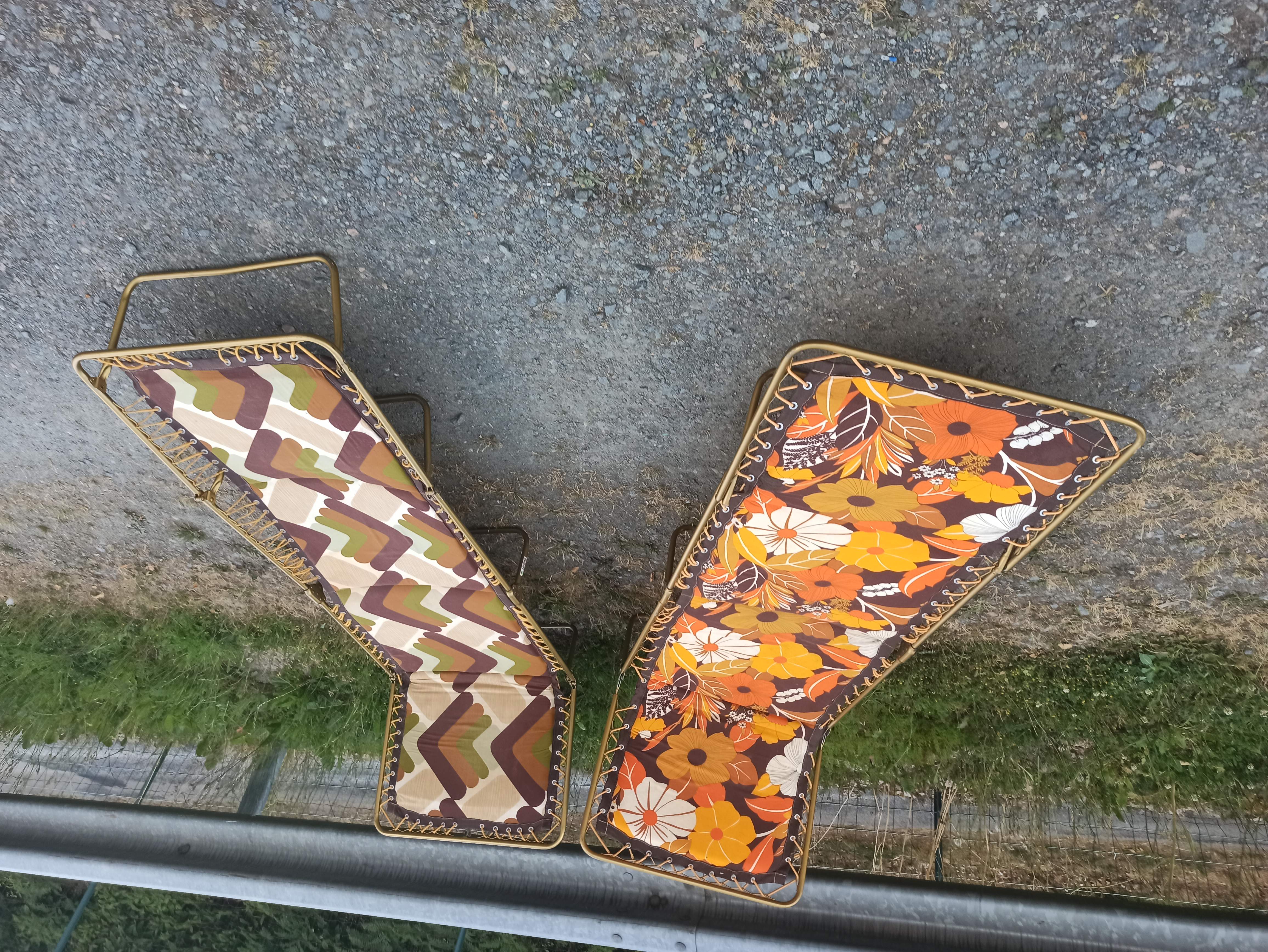 Set 2 sunbathes Lafuma vintage folding sun loungers