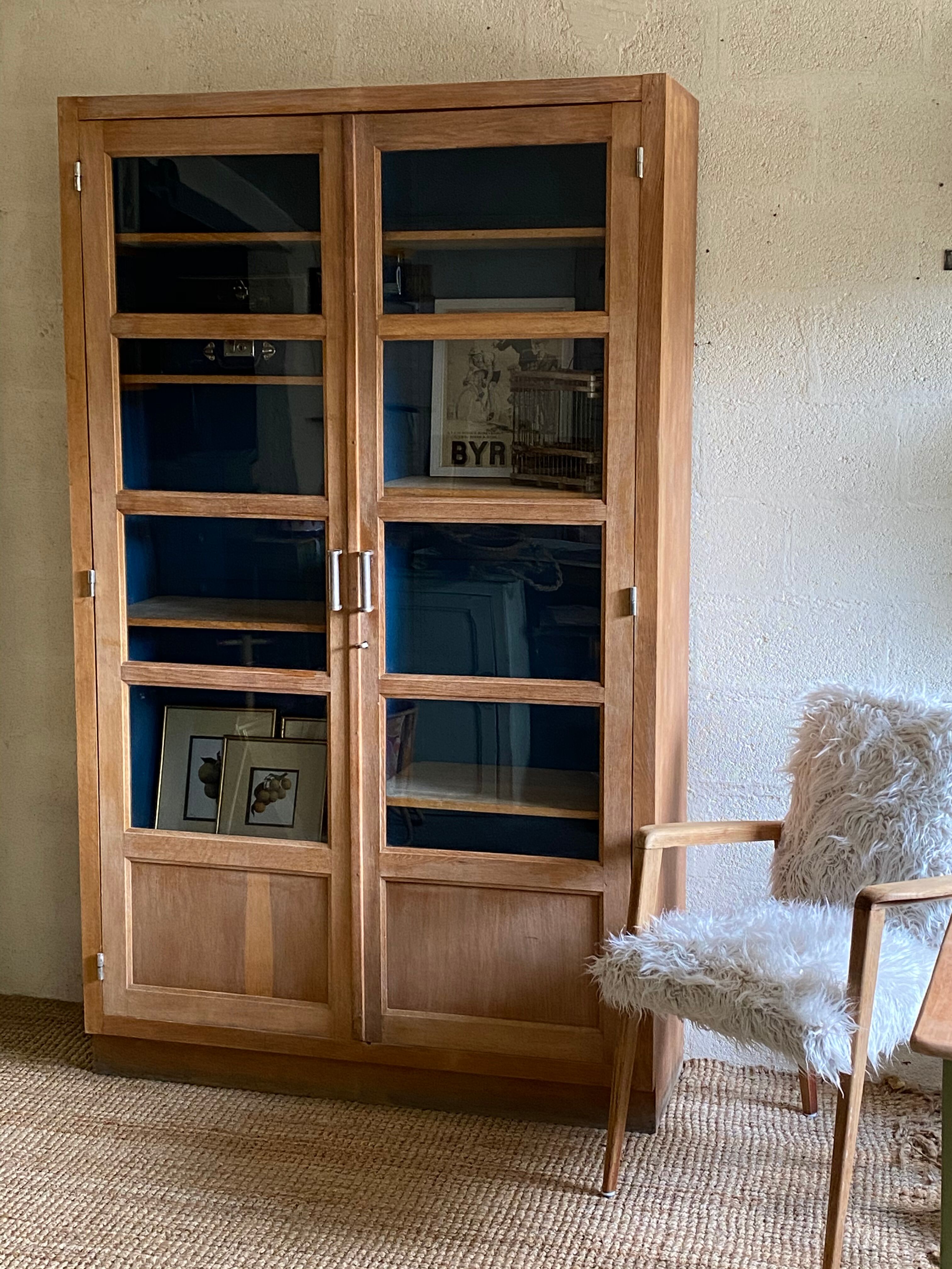 Oak university glass bookcase 1950