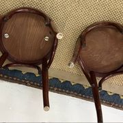 Pair of low stools in curved wood, vintage "Thonet" style