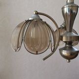 Lustre trois fleurs en métal doré