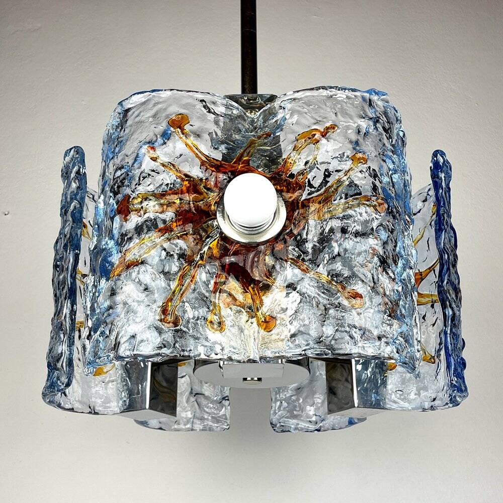 Mid-century Murano glass chandelier attributed to Toni Zuccheri for Mazzega, Italy, 1970s.