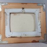 Oil on canvas, wooden frame, flight of ducks, nature, signed C. Walker