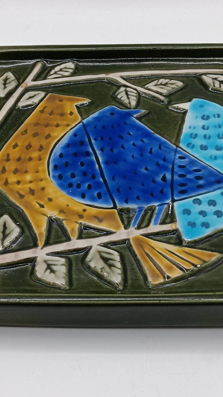 Enamelled plaque the 3 birds by Lisa Larson - Gustavsberg