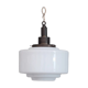 Patinated Brass and Opaline Glass Stepped Pendant Light