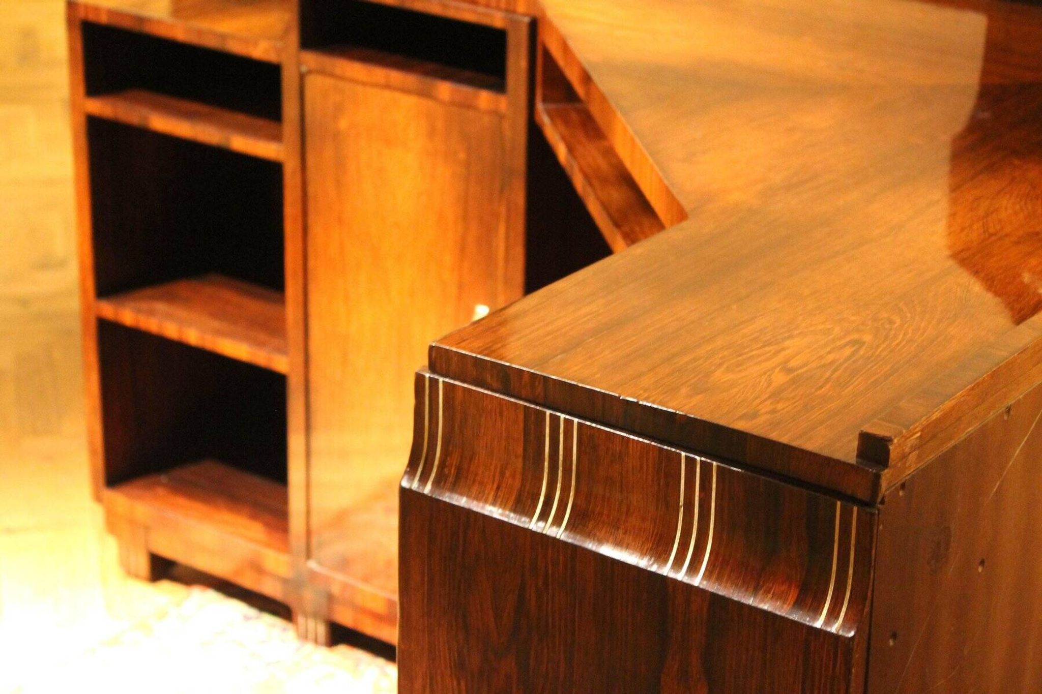Art Deco Veneer Writing Desk or Vanity Table, 1920s