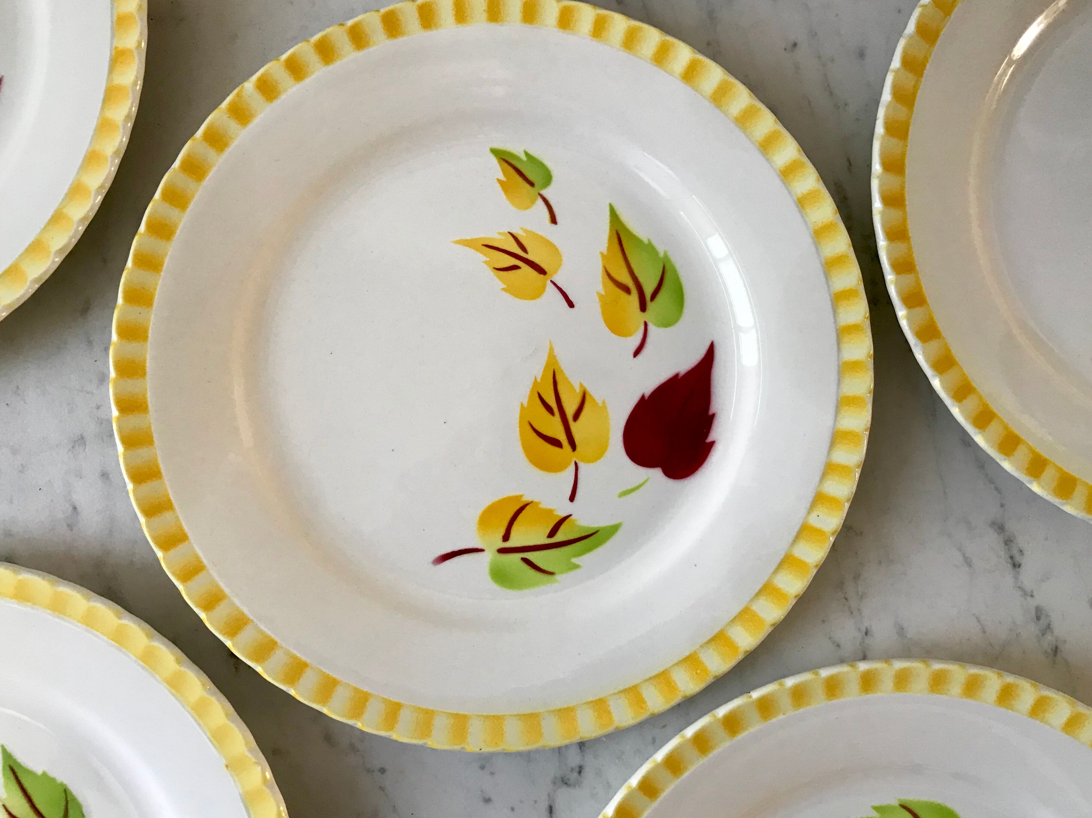 Set of 6 dessert plates Digoin Sarreguemines model "Alouette" years 30-40