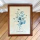 Vintage botanical board frame with blue flowers