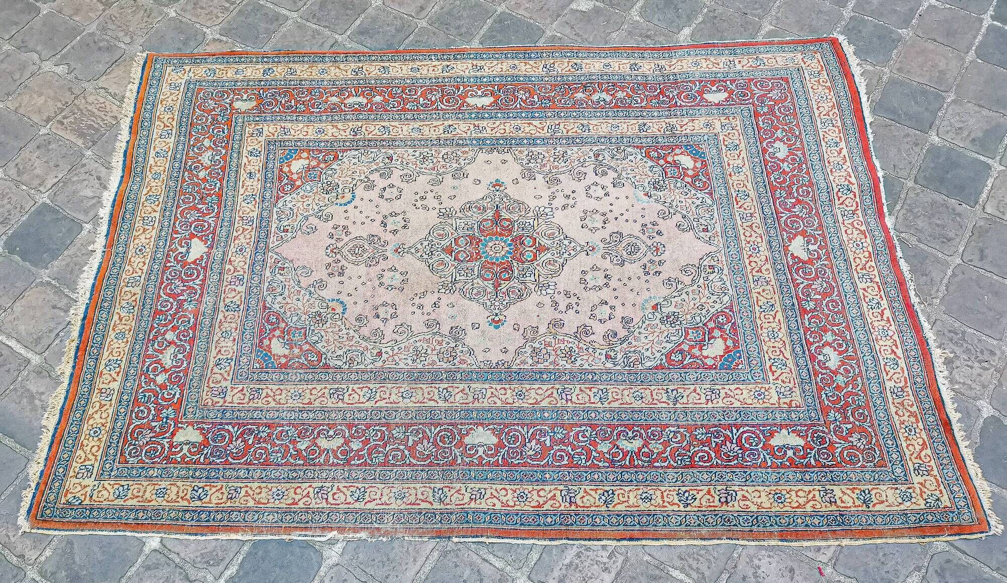 Ancient Persian Oriental rug handmade Tebriz 1.74 x 1.25 m