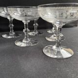 6 Baccarat champagne glasses engraving 3458