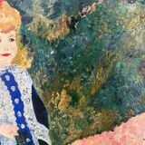 Oil on canvas depicting the girl with the watering can