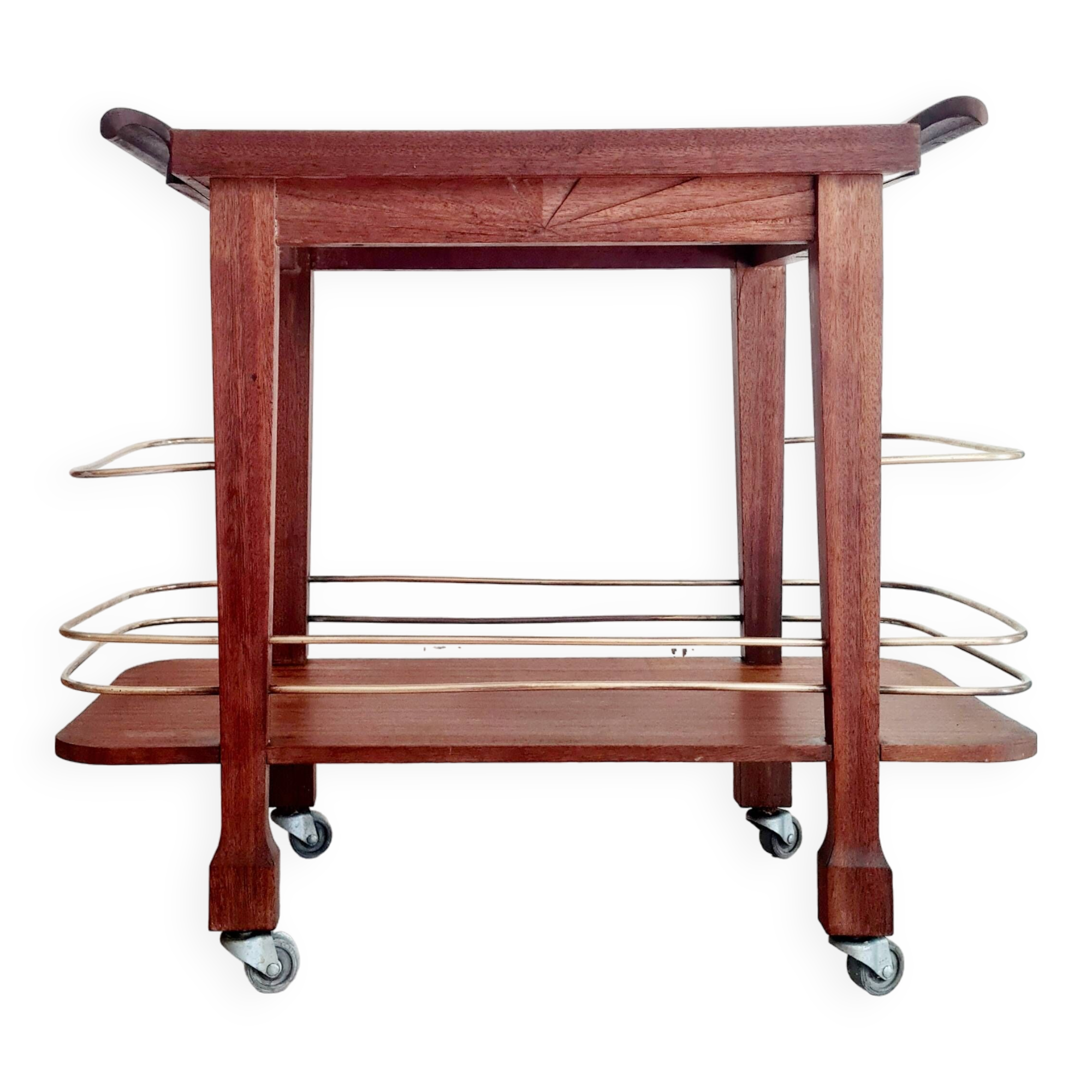 Desserte Art déco bois et laiton - petit modèle