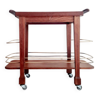 Art Deco wooden and brass serving trolley - small model