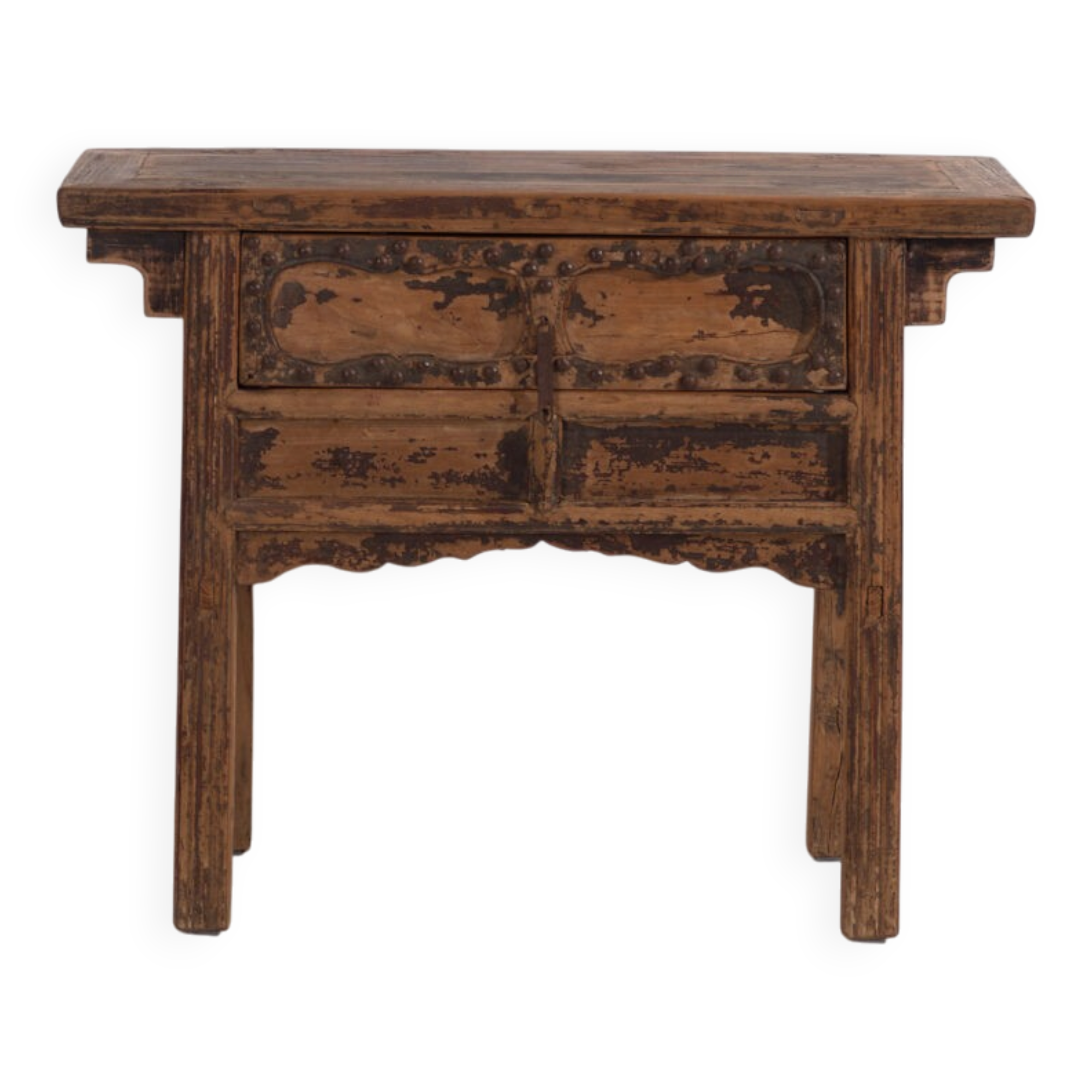 Console ancienne en orme avec ferronnerie – Chine, circa 1900