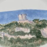 Assiette en porcelaine peint main décor paysage