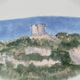 Hand painted porcelain plate with landscape decoration
