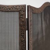 French Art Deco wrought iron fireplace screen with 3 panels