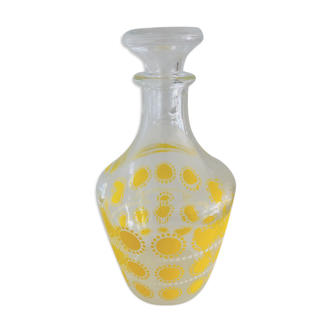 Carafe vintage année 60 à pois jaune fabriquée en France.