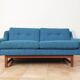 Norwegian living room set in blue fabric, vintage scandinavian 1960s