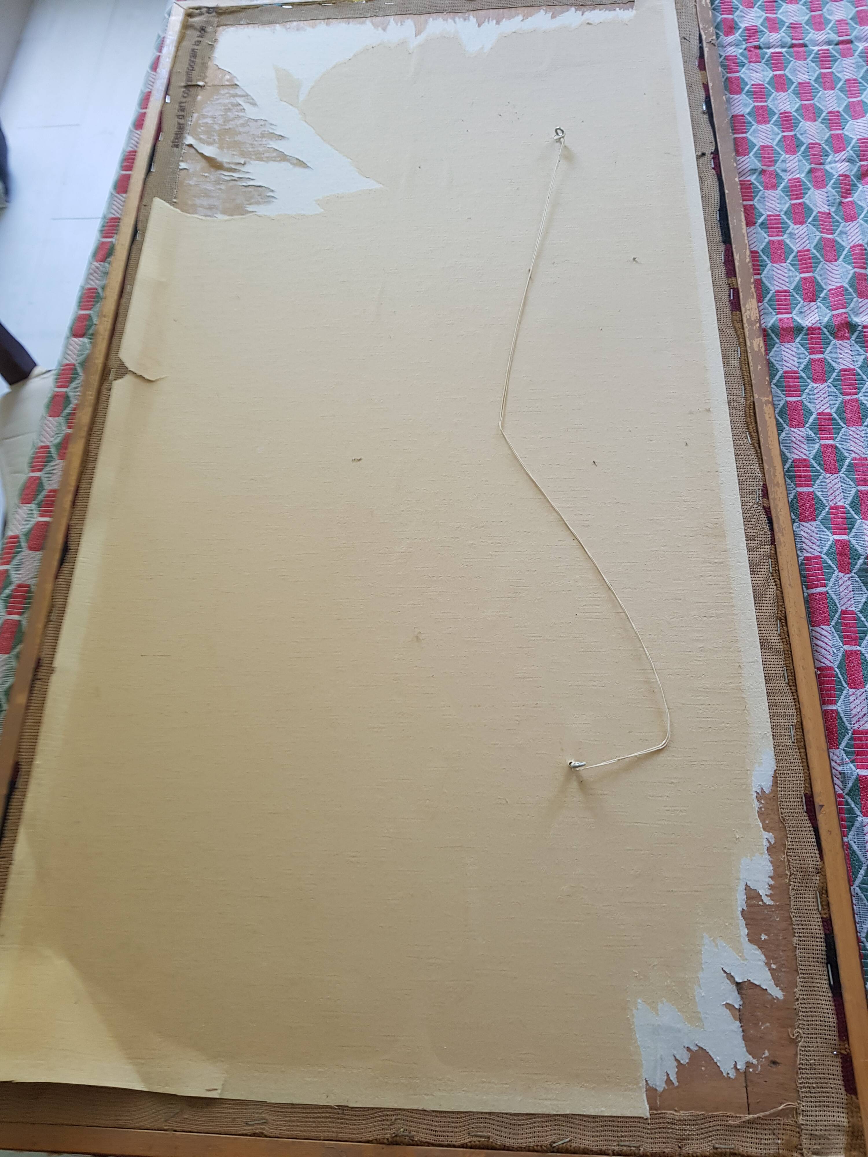 Tapisserie "rencontre" atelier d'art contemporain la lice, encadrement bois
