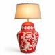 Lampe de style baroque / Céramiques siciliennes décorées / Décoration baroque sur fond rouge