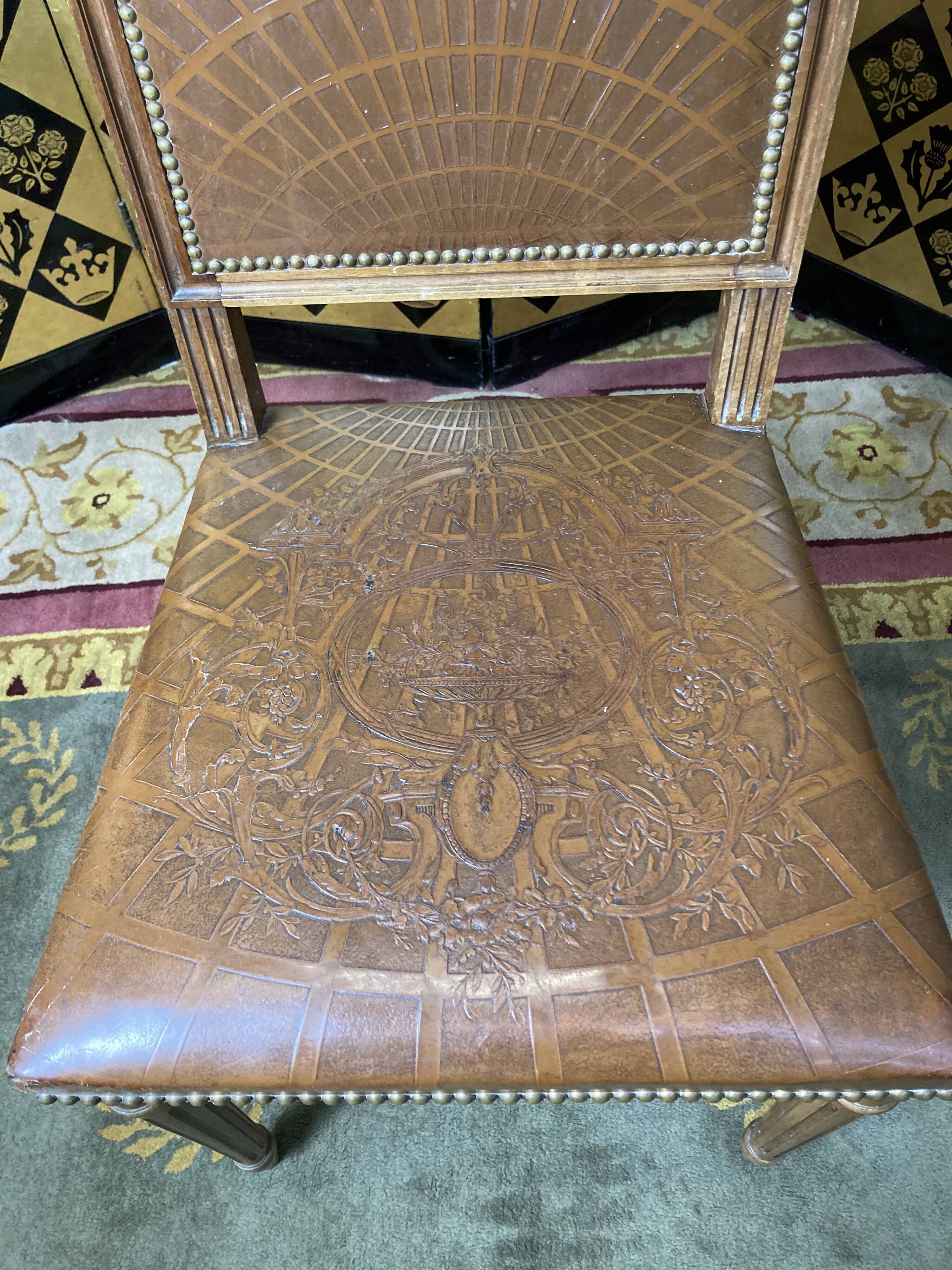 10 Louis XVI chairs seated leather