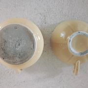 Earthenware cup and milk jar
