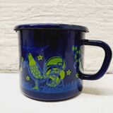 Blue enameled pitcher