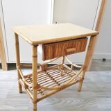 Bedside table, vintage wicker rattan nightstand