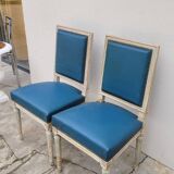 Pair of antique Louis XVI style chairs with patina