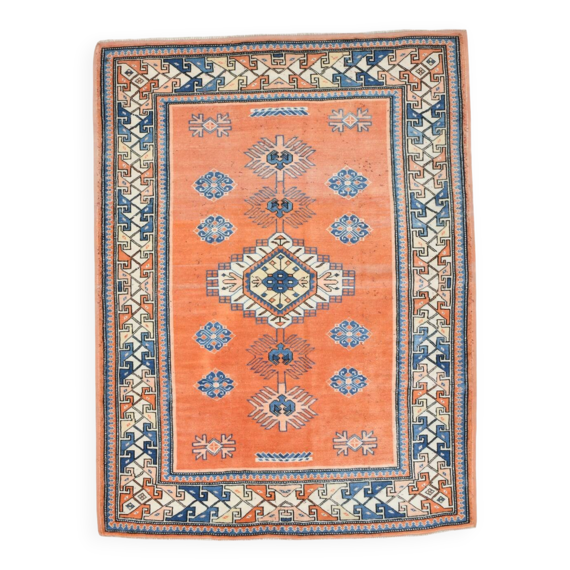 5x7 Orange & Blue Classic Vintage Rug, 154x203Cm