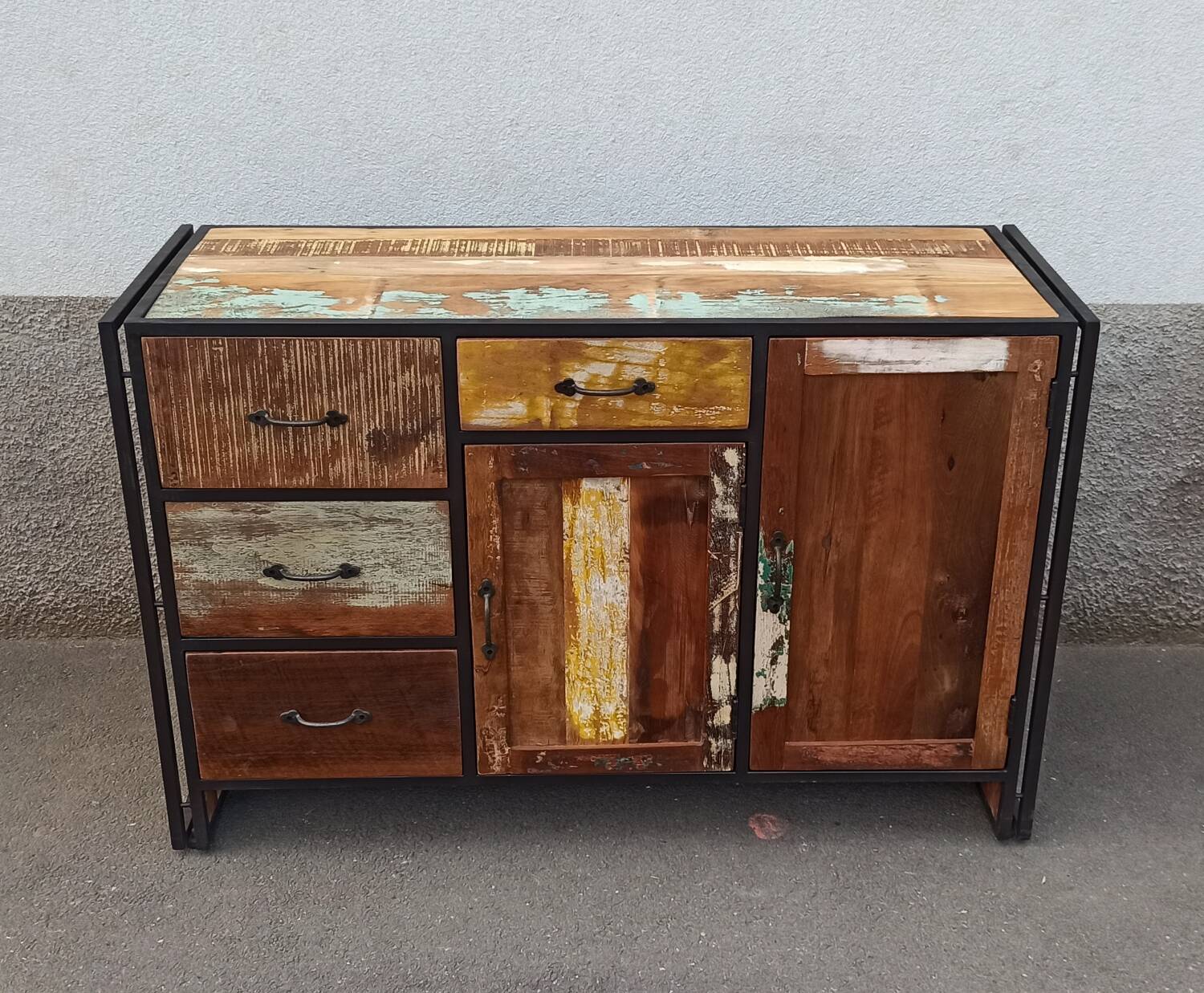 Colorful wooden sideboard