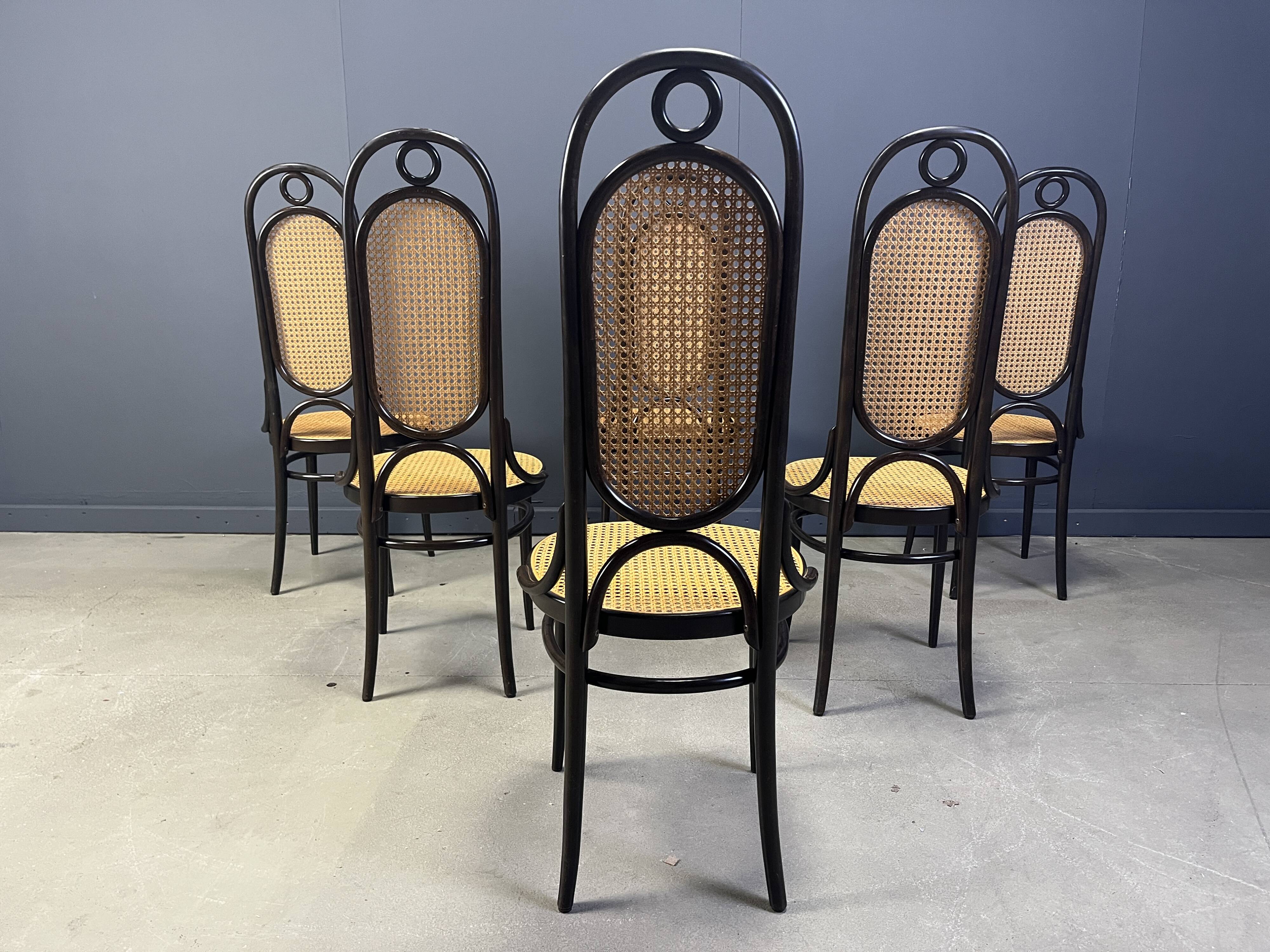 Thonet no. 207 dining chairs 'Long John', set of 6, 1985