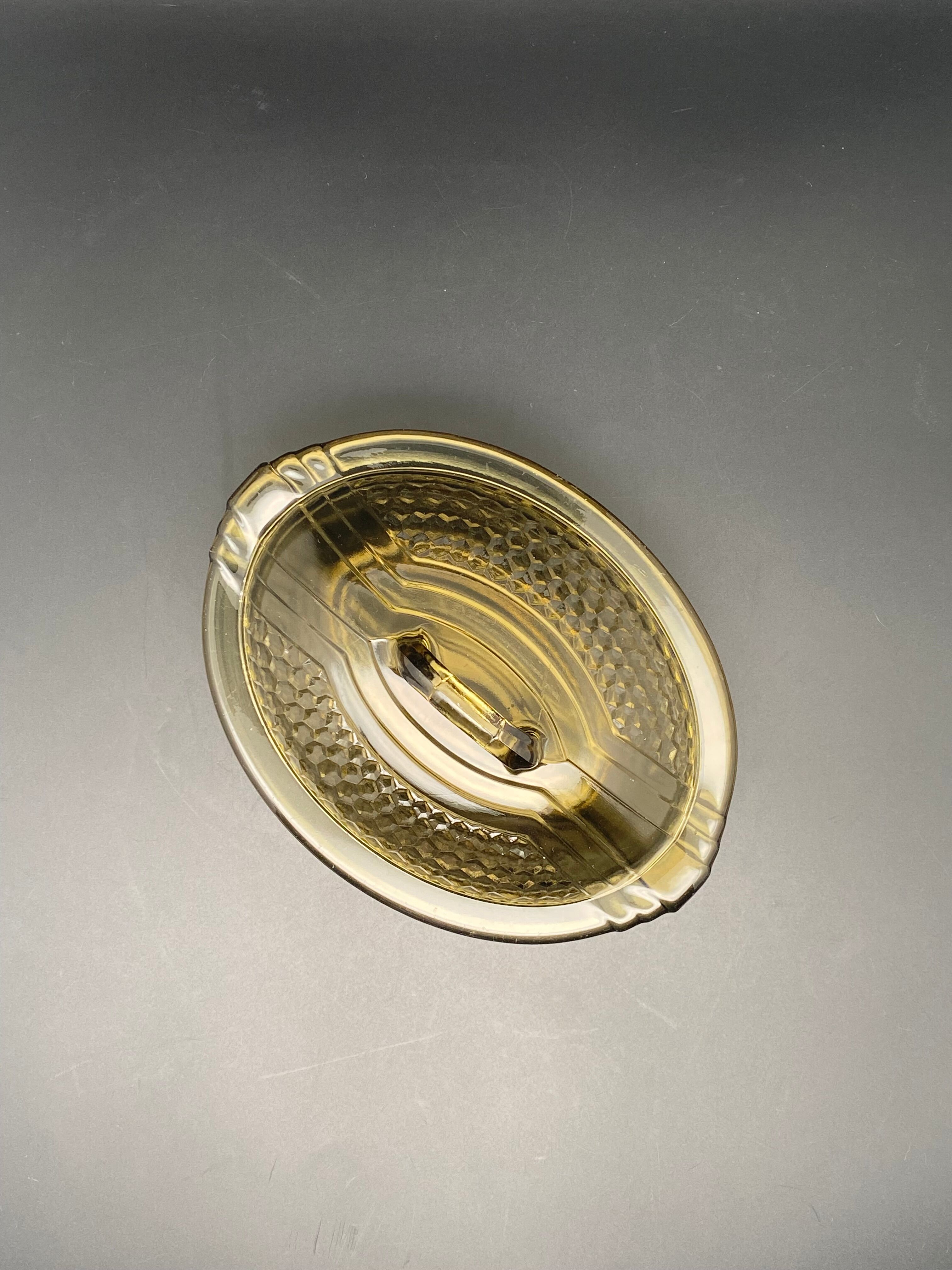 Butter dish or "little casserole" in black colored glass honeycomb pattern