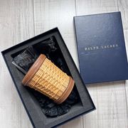 "gobelet de bain en cuir et paille, ralph lauren home - réf 4701710631"