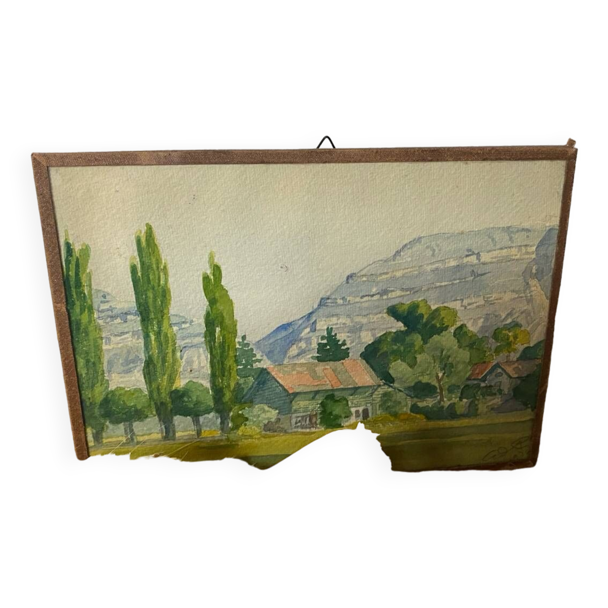 Aquarelle paysage signée de 1936
