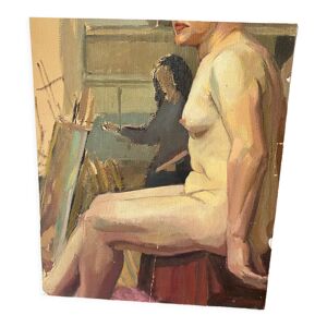 Huile sur toile étude de nu féminin