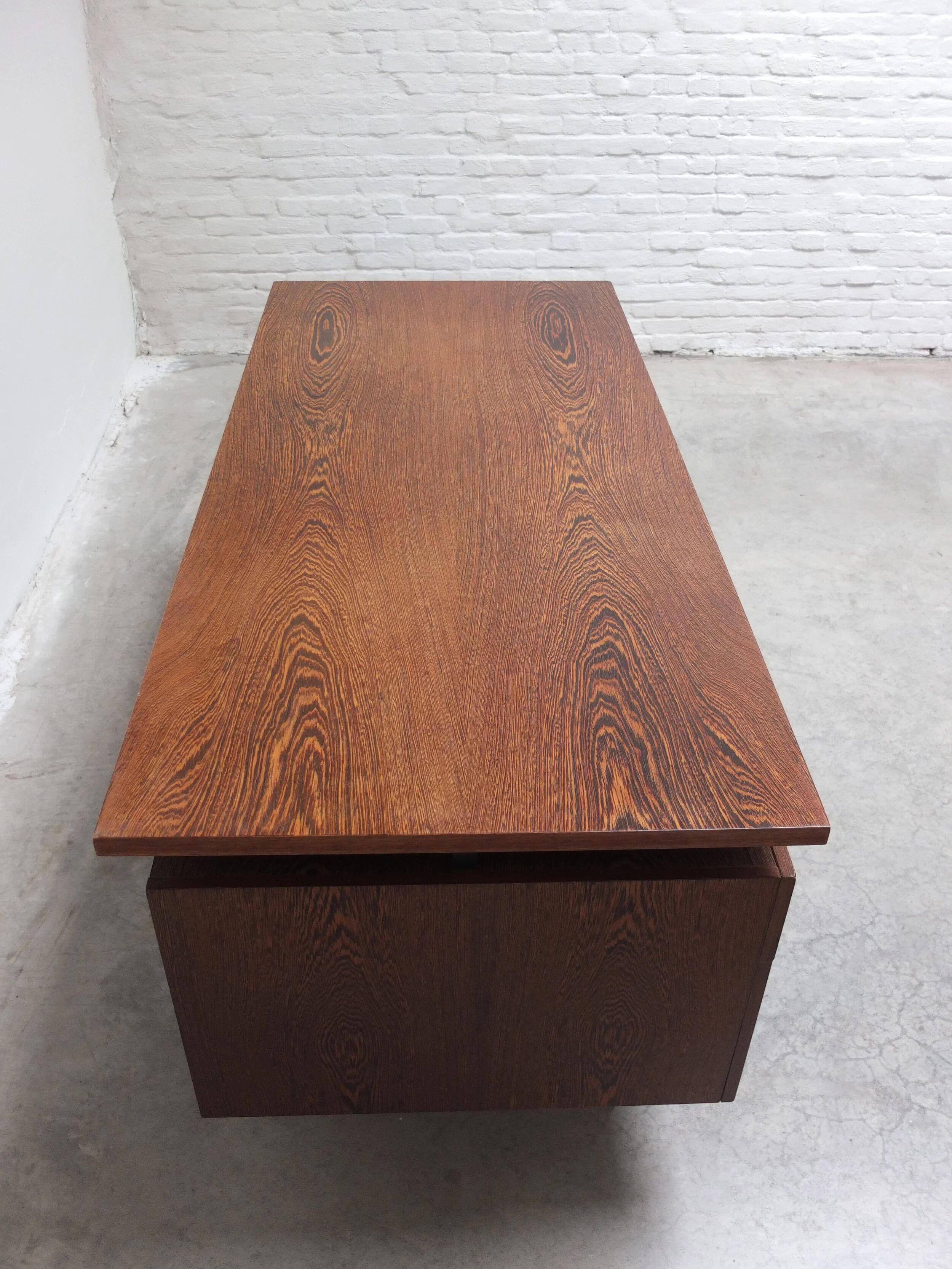 Freestanding modernist writing desk in wengé, 1960s