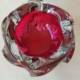 Empty pocket/Ashtray in blown Art glass, Murano. Ruby red, 1960