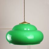 Vintage Green Italian Pool Table Lamp in Brass and Plastic