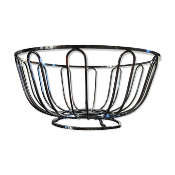 Modernist chrome metal fruit bowl, 1970s-80s