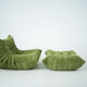 Togo Armchair and Pouf in Fresh green Corduroy