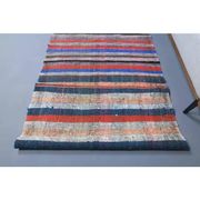 Vintage Turkish Hand-Knotted Wool Cotton Red Kilim Runner Rug 100x335