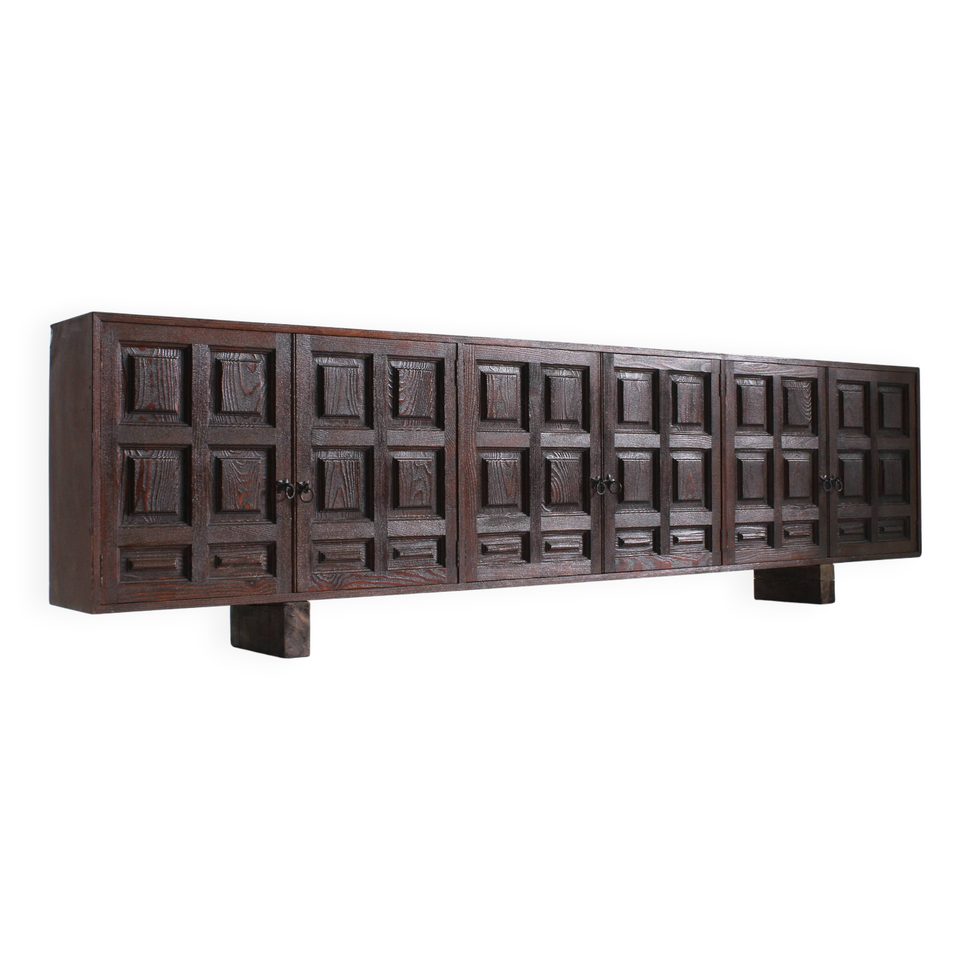 Vintage large Spanish brutalist sideboard 1970s