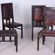 Czech Cubist Chairs in Oak and Red Leather by Josef Gočár, 1910s, Set of 4