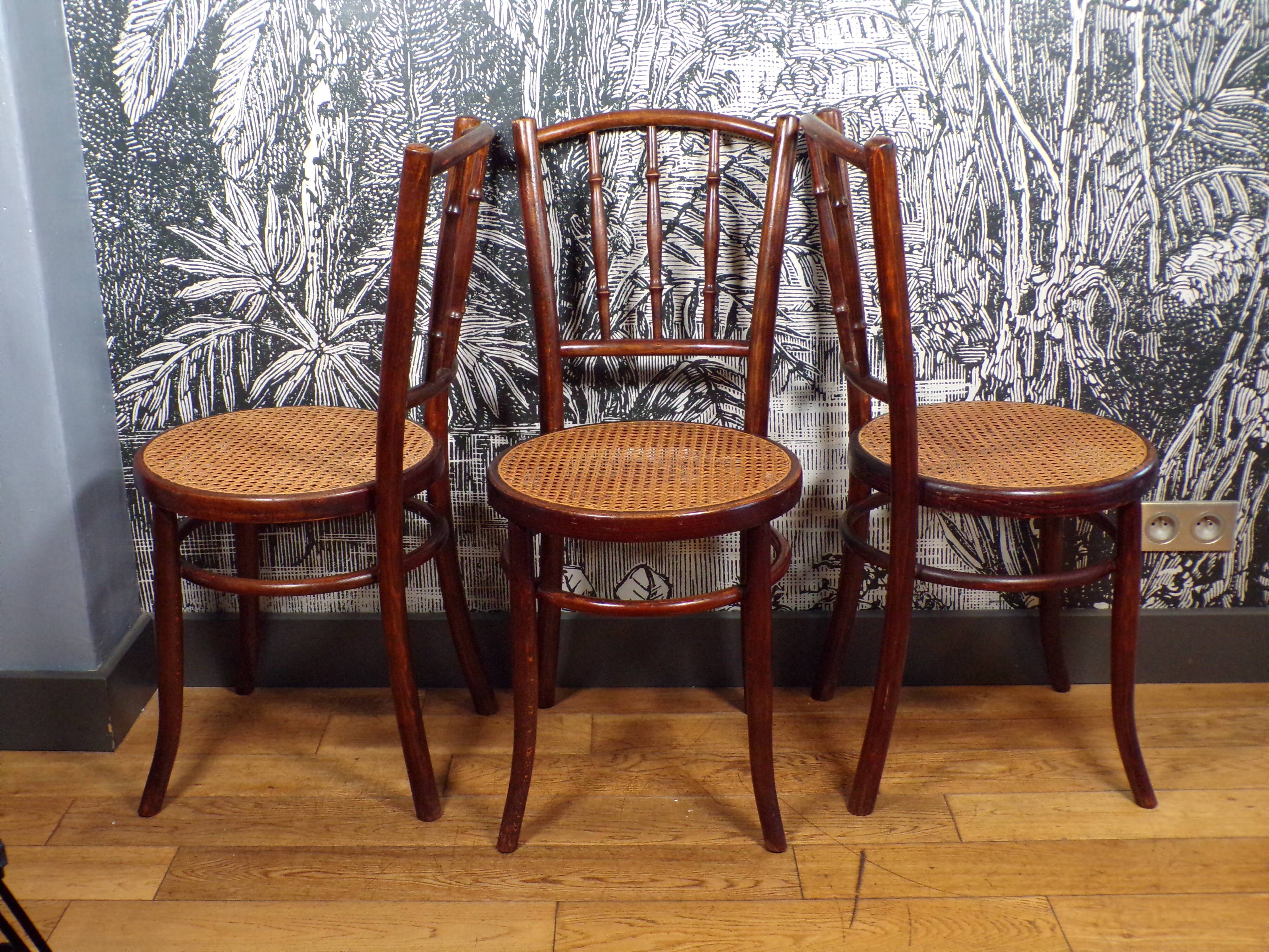 3 Mundus caned bistro chairs