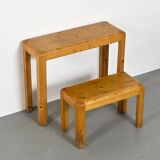 Solid pine console desk, Courchevel circa 1970
