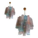 Contemporary Murano Sputnik chandelier in multi-colored glass, Mazzega style, set of 2 or a pair of chan