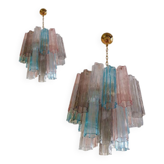 Contemporary Murano Sputnik chandelier in multi-colored glass, Mazzega style, set of 2 or a pair of chan