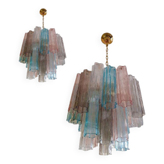 Lustre Murano Contemporain Spoutnik en verre multicolores, style Mazzega, lot de 2 ou une paire de chan